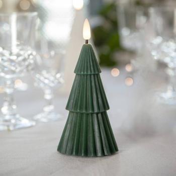 LED gyertya Flamme Grany, zöld, 15 cm, valódi viasz, elemmel működtethető kép