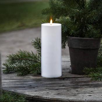LED gyertya Flamme Rak 27,5 cm fehér műanyag elemmel működtethető kép