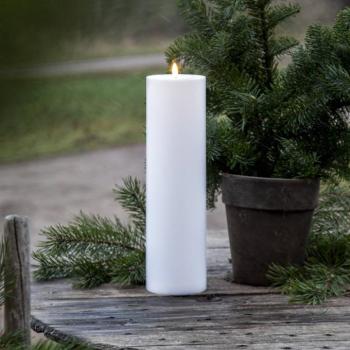 LED gyertya Flamme Rak 37,5 cm fehér műanyag elemmel működtethető kép