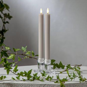 LED gyertya Flamme Stripe, bézs, 25 cm-es viaszelemes, 2 db-os készlet kép