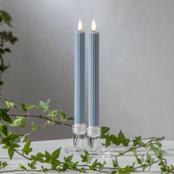LED gyertya Flamme Stripe, kék, 25 cm, viasz elemes, 2 db-os készlet kép