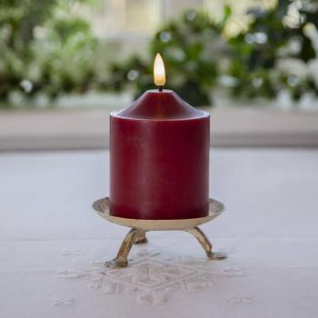 LED gyertyaláng, magasság 12 cm, piros valódi viasz, elemmel működtethető kép