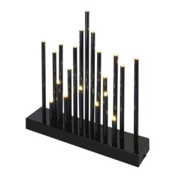 LED gyertyatartó, fekete, 27,5 cm, 3x AA, beltéri, meleg fehér, időzítő kép