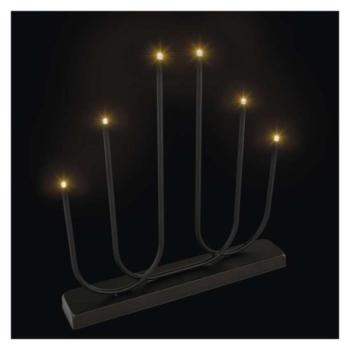 LED gyertyatartó, fém, fekete, 40 cm, 2x AA, beltéri, meleg fehér, IP20, EMOS, DCAW24 kép