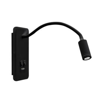 LED hajlítható fali lámpa USB-vel BASE LED/8W+LED/2W/230V fekete ML63500 kép