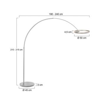 LED Ív világítás Ringlux, acélszínű, fém, CCT, dimmelhető kép