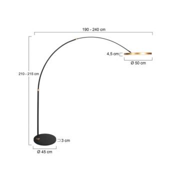 LED Ív világítás Ringlux, fekete/arany, fém, CCT, dimmelhető kép