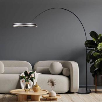 LED Ív világítás Ringlux, fekete, fém, CCT, dimmelhető kép