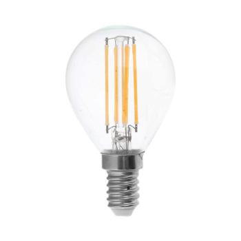 LED izzó átlátszó filament Clear gömb alakú E14, 6w, 6500K, hideg fehér, 600lm, 300°, CRI>80, V-TAC, 212847 kép