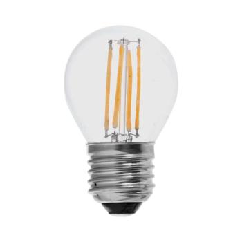 LED izzó átlátszó filament Clear gömb alakú E27, 4w, 6500K, hideg fehér, 400lm, 300°, CRI>80, V-TAC, 214428 kép