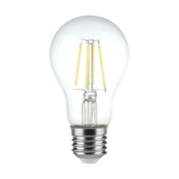 LED izzó átlátszó filament E27, 4w, 6500K, hideg fehér, 400lm, 300°, CRI>80, V-TAC, 217120 kép