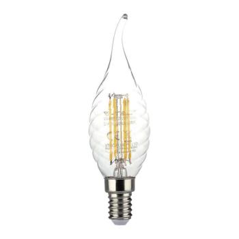 LED izzó átlátszó filament gyertya alakú E14, 4w, 3000K, meleg fehér, 400lm, 300°, CRI>80, V-TAC, 214308 kép