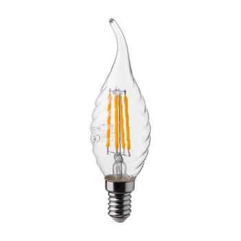 LED izzó átlátszó filament gyertya alakú E14, 4w, 4000K, természetes fehér, 400lm, 300°, CRI>80, V-TAC, 214431 kép