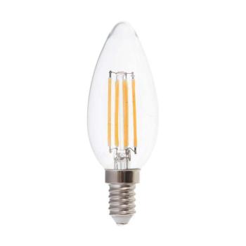 LED izzó átlátszó filament gyertya alakú E14, 6w, 4000K, természetes fehér, 600lm, 300°, CRI>80, V-TAC, 217424 kép