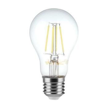 LED izzó átlátszó filament szál-A60-E27, 6w, 3000K, meleg fehér, 600lm, 300°, CRI>80, V-TAC, 214272 kép