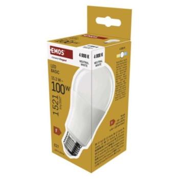 LED izzó Basic A60 / E27 / 15,3W (100 W) / 1521 lm / Természetes fehér kép