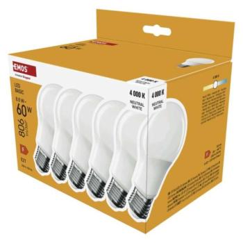 LED izzó Basic A60, E27, 8,8 W (60 W), 806 lm, Természetes fehér, 4000K, 230V, CRI>80, EMOS, ZL5F48.6 kép