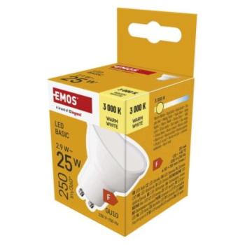 LED izzó Basic MR16 / GU10 / 2,9 W (25 W) / 250 lm / Meleg fehér kép