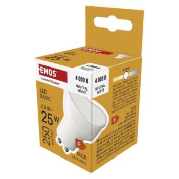 LED izzó Basic MR16 / GU10 / 2,9 W (25 W) / 250 lm / Természetes fehér kép