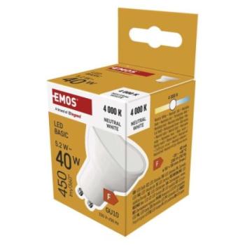 LED izzó Basic MR16 / GU10 / 5,2 W (40 W) / 450 lm / Természetes fehér kép