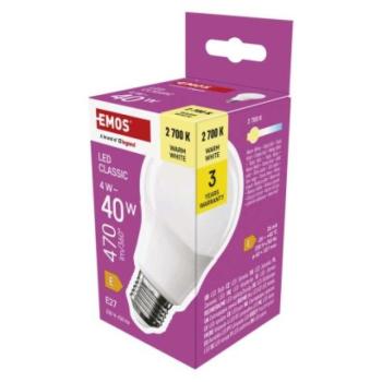 LED izzó Classic A60 / E27 / 4 W (40 W) / 470 lm / meleg fehér kép