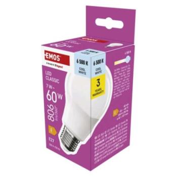 LED izzó Classic A60 / E27 / 7 W (60 W) / 806 lm / Hideg fehér kép