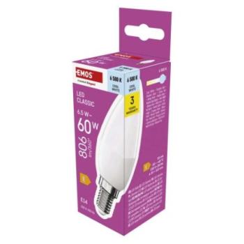 LED izzó Classic gyertya / E14 / 6,5 W (60 W) / 806 lm / Hideg fehér kép