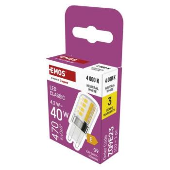 LED izzó Classic JC / G9 / 4,2 W (40 W) / 470 lm / Természetes fehér kép