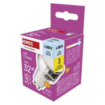 LED izzó Classic MR16 ezüst/ GU10 / 3 W (32 W) / 345 lm / Hideg fehér kép