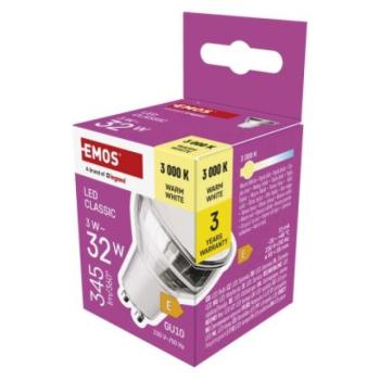 LED izzó Classic MR16 ezüst/ GU10 / 3 W (32 W) / 345 lm / Meleg fehér kép