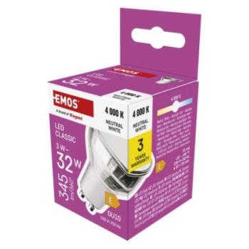 LED izzó Classic MR16 ezüst/ GU10 / 3 W (32 W) / 345 lm / Természetes fehér kép
