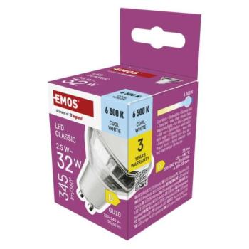 LED izzó Classic MR16 fehér/ GU10 / 2.5 W (32 W) / 345 lm / Hideg fehér kép