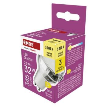 LED izzó Classic MR16 fehér/ GU10 / 2.5 W (32 W) / 345 lm / Meleg fehér kép