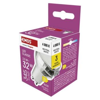 LED izzó Classic MR16 fehér/ GU10 / 2.5 W (32 W) / 345 lm / Természetes fehér kép