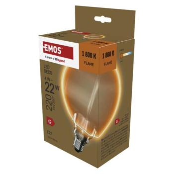 LED izzó DECO G130OA, E27, 4 W (22 W), 220 lm, borostyán, 1800K, 230V, CRI>80, EMOS, Z5BO11 kép