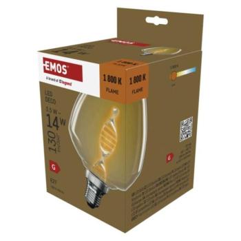 LED izzó DECO S123, E27, 3,5 W (14 W), 130 lm, borostyán, 1800K, 220-240V, CRI>80, EMOS, Z59D01 kép