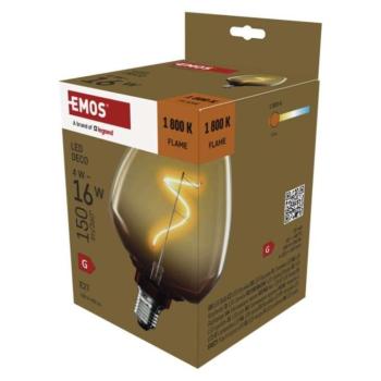 LED izzó DECO S123/ E27, 4 W (16 W), 150 lm, borostyán, 1800K, 230V, CRI>80, EMOS, Z59G01 kép