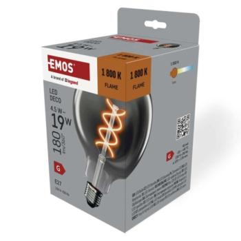 LED izzó DECO SMOKED G125, E27, 4,5 W (19 W), 180 lm, borostyán, 1800K, 230V, CRI>80, EMOS, Z58311 kép