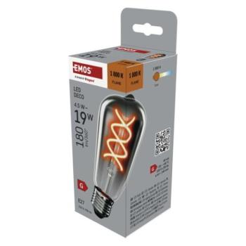 LED izzó DECO SMOKED ST64, E27, 4,5 W (19 W), 180 lm, borostyán, 1800K, 230V, CRI>80, EMOS, Z57311 kép