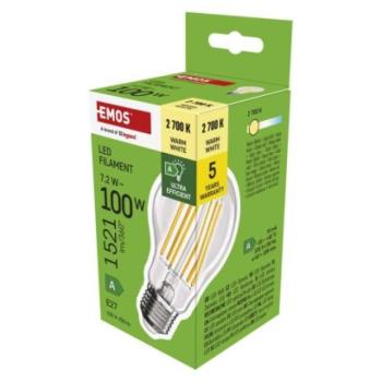 LED izzó Filament A60 A CLASS / E27 / 7,2 W (100 W) / 1521 lm / meleg fehér kép