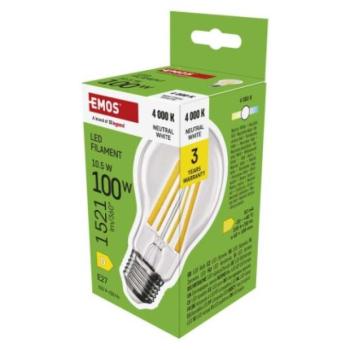 LED izzó Filament A60 / E27 / 10,5 W (100 W) / 1521 lm / Természetes fehér kép