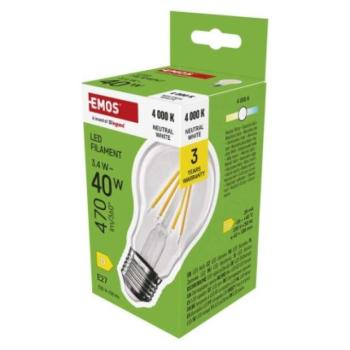 LED izzó Filament A60 / E27 / 3,4 W (40 W) / 470 lm / Természetes fehér kép