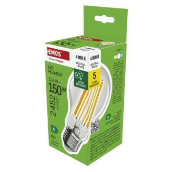 LED izzó Filament A70 / E27 / 11.6 W (150 W) / 2 452 lm / Természetes fehér / A CLASS kép