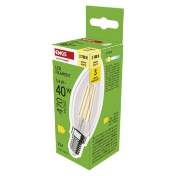 LED izzó Filament gyertya / E14 / 3,4 W (40 W) / 470 lm / Meleg fehér kép