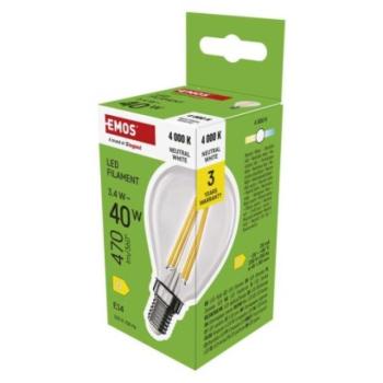 LED izzó Filament Mini Globe / E14 / 3,4 W (40 W) / 470 lm / Természetes fehér kép