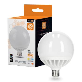 LED izzó G120 24W E27 4000K természetes fehér, 2600lm, CRI≥80, KOBI-001151 kép