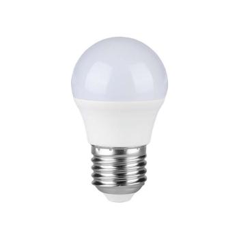LED izzó gömb alakú E27, 3,7w, 4000K, természetes fehér, 320lm, 180°, fehér, CRI>80, V-TAC, 214162 kép