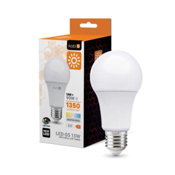 LED izzó GS 13W E27 4000K természetes fehér, 1350lm, CRI≥80, KOBI-001180 kép