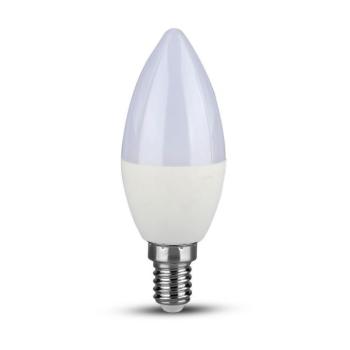 LED izzó gyertya alakú E14, 4,5w, 6500K, hideg fehér, 470lm, 180°, fehér, CRI>80, V-TAC, 2142411 kép