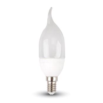 LED izzó gyertya alakú E14, 4w, 4000K, természetes fehér, 320lm, 200°, fehér, CRI>80, V-TAC, 4156 kép